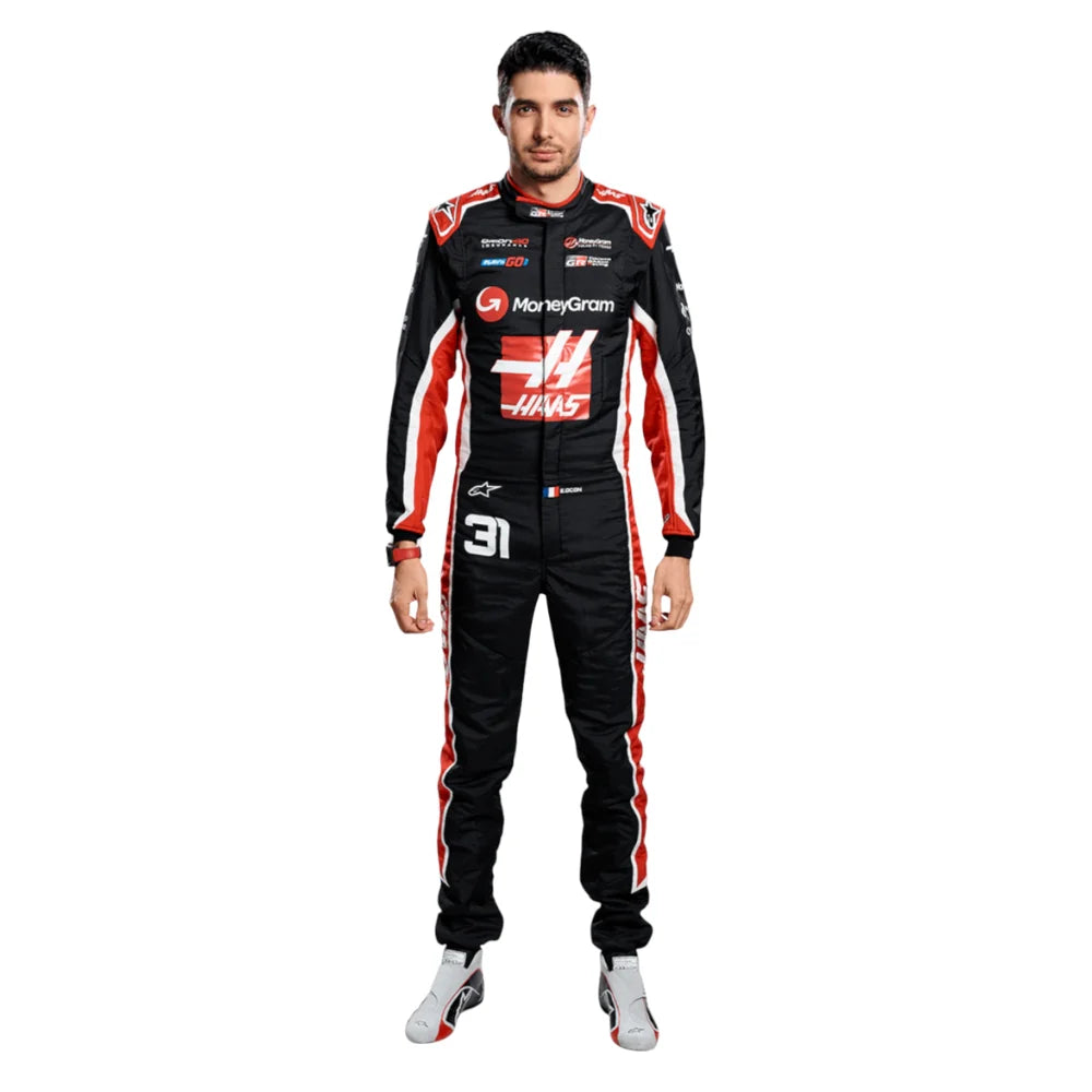 2025 Haas F1 Racing Suit – Esteban Ocon #31 | Custom Go Kart & Motorsport Suit