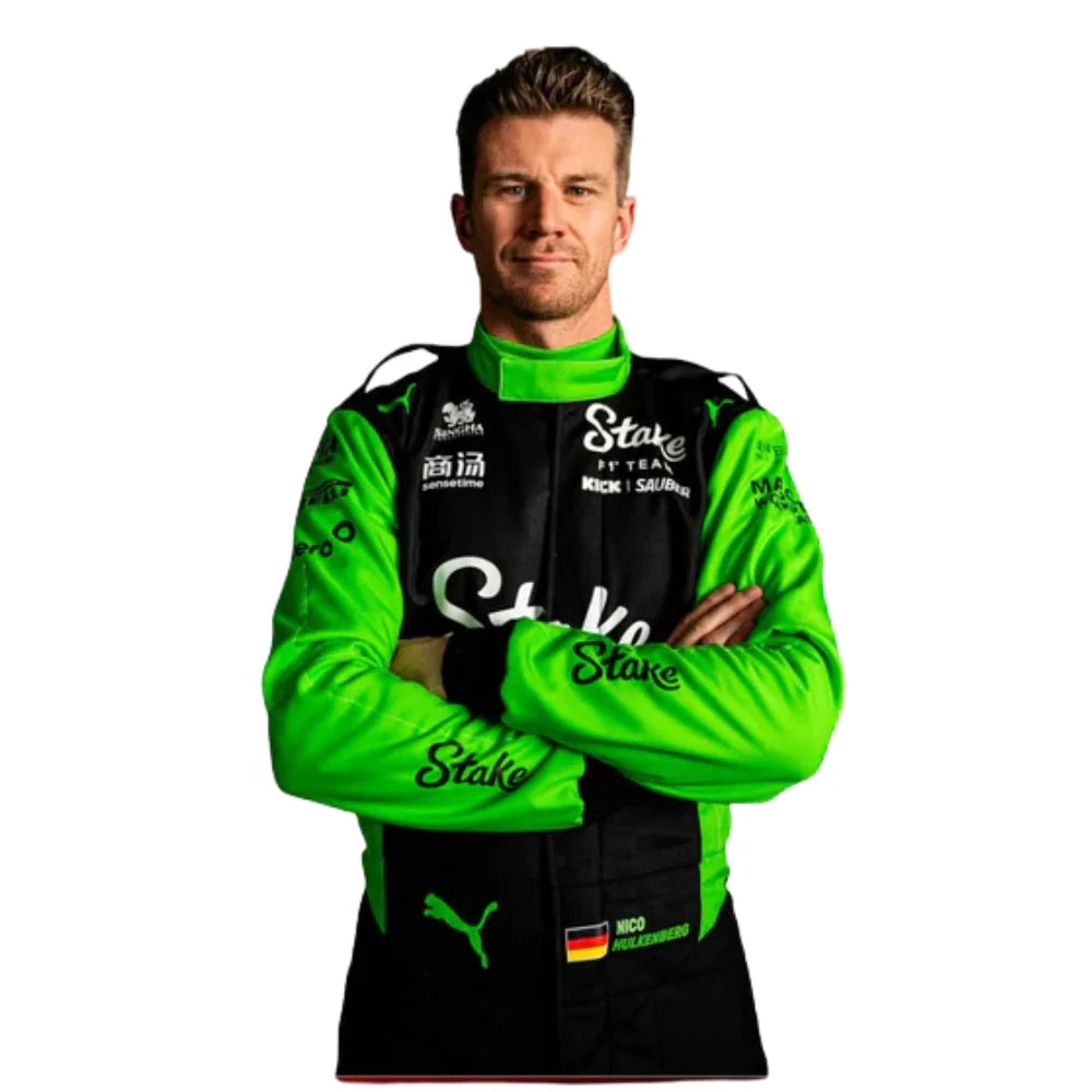 2025 Kick Sauber F1 Racing Suit – Nico Hulkenberg #27 | Custom Go Kart & Motorsport Suit