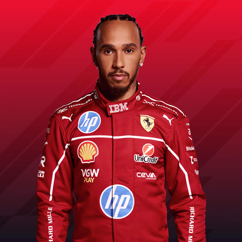 2025 Ferrari F1 Racing Suit – Lewis Hamilton #44 | Custom Go Kart & Motorsport Suit