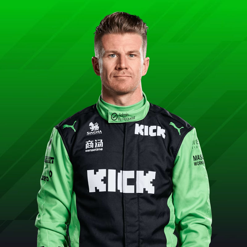 2025 Kick Sauber F1 Racing Suit – Nico Hulkenberg #27 | Custom Go Kart & Motorsport Suit